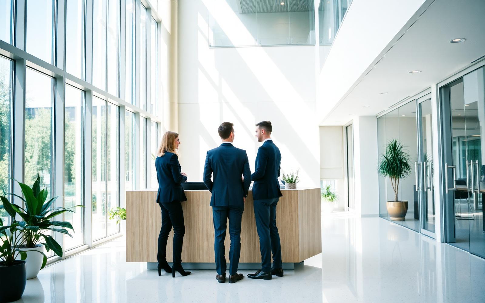 Office scenting: a bright commercial reception and breakout area during the working day